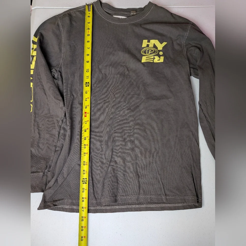 PacSun Men's Charcoal Gray Long Sleeve Graphic Tee Hyper Movement Streetwear M